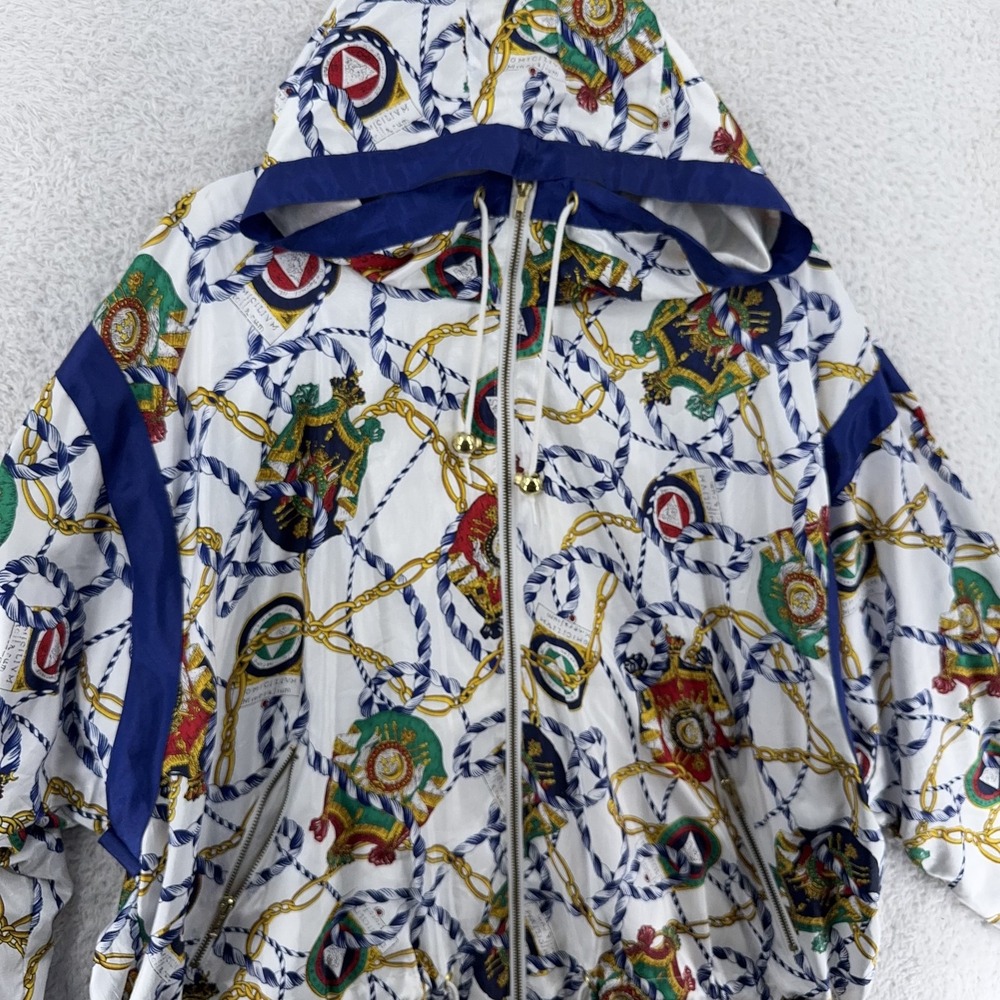 Vintage 90s Lady Lavon Hooded Windbreaker Jacket Womens 2XL‎ Nautical Rope Crest